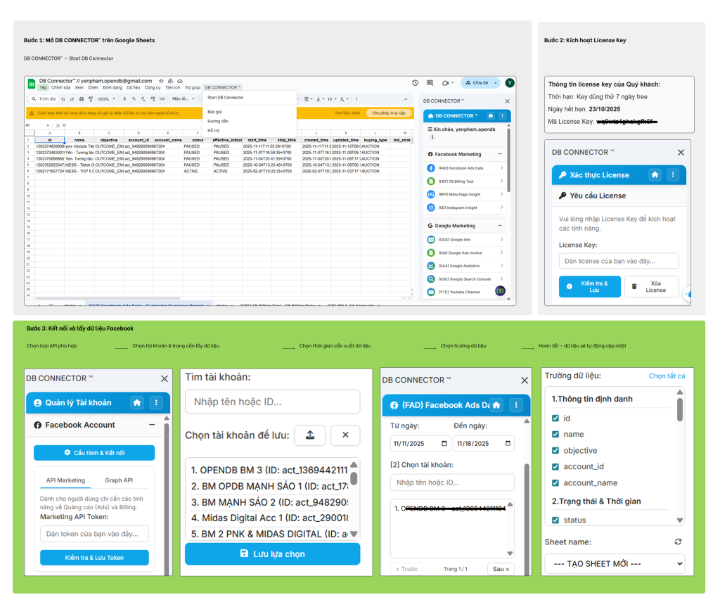 Các bước đăng nhập DB Connector
